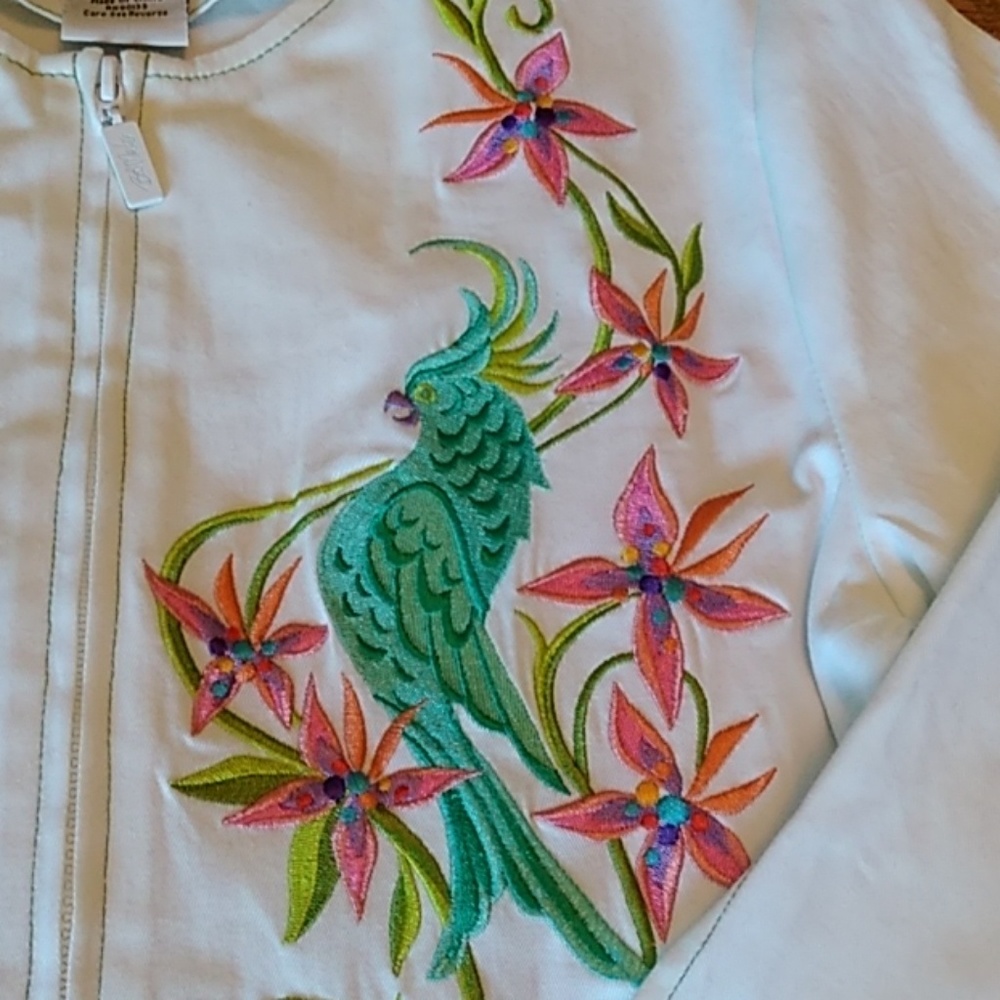 Bob Mackie Embroidered Zip Up | Size Small - Picture 2 of 5